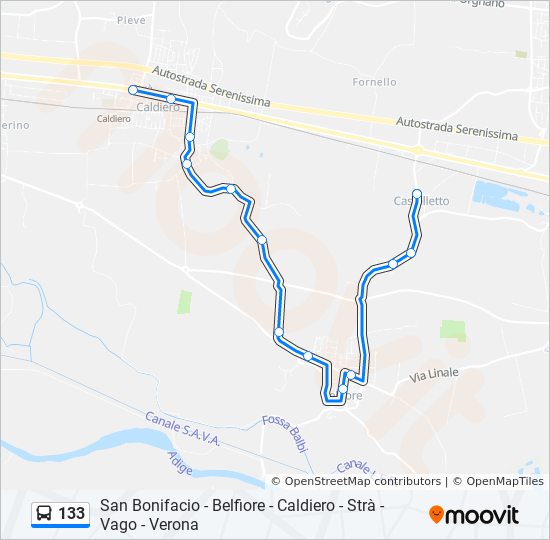 133 bus Line Map