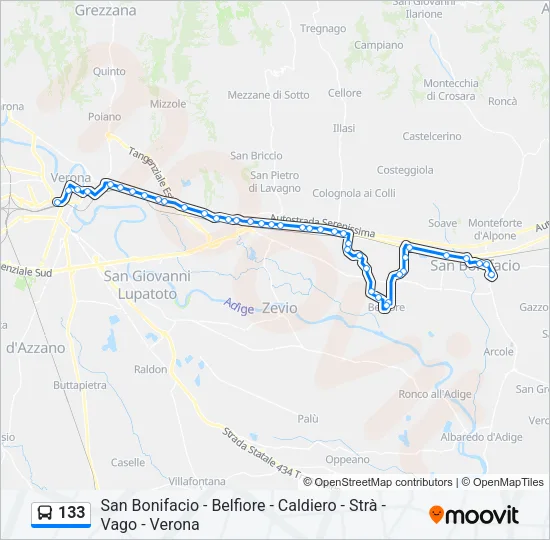 133 Bus Line Map