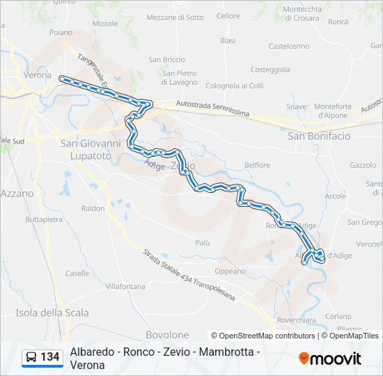 134 Bus Line Map