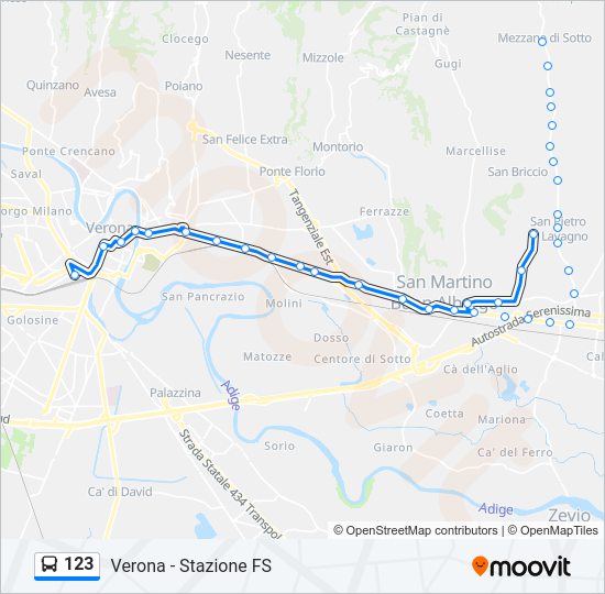 Percorso linea bus 123