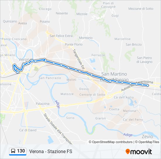 130 bus Line Map