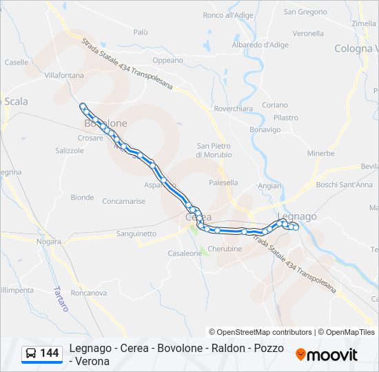 Percorso linea bus 144