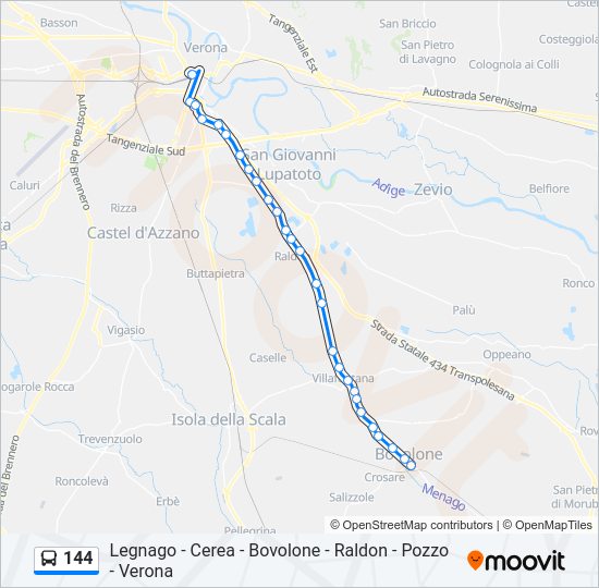 Percorso linea bus 144