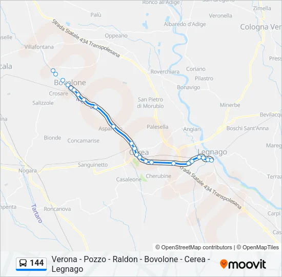 Percorso linea bus 144