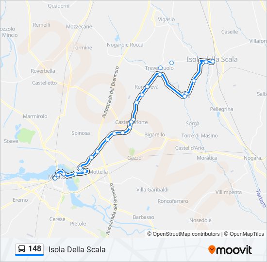 148 bus Line Map