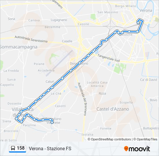 158 bus Line Map