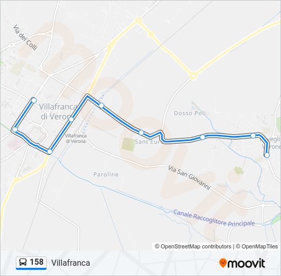 Percorso linea bus 158