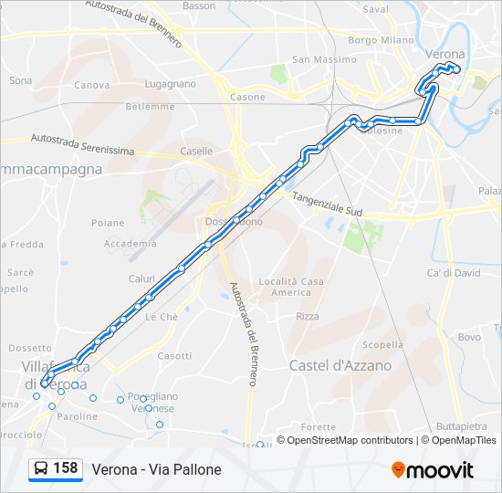 Percorso linea bus 158