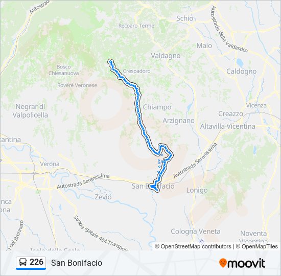 226 bus Line Map