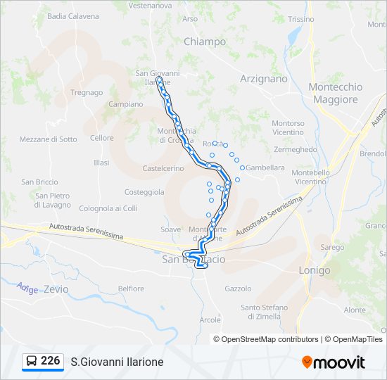 Percorso linea bus 226