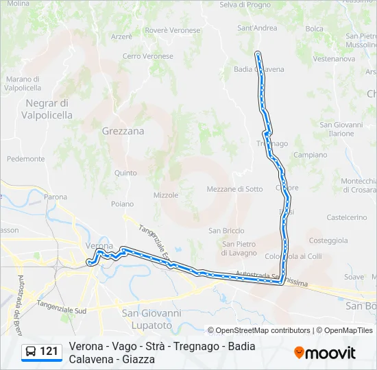 121 Bus Line Map