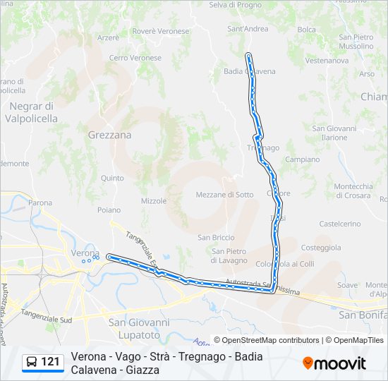 Percorso linea bus 121