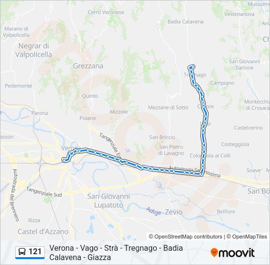 Percorso linea bus 121