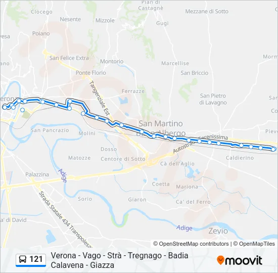 121 Bus Line Map