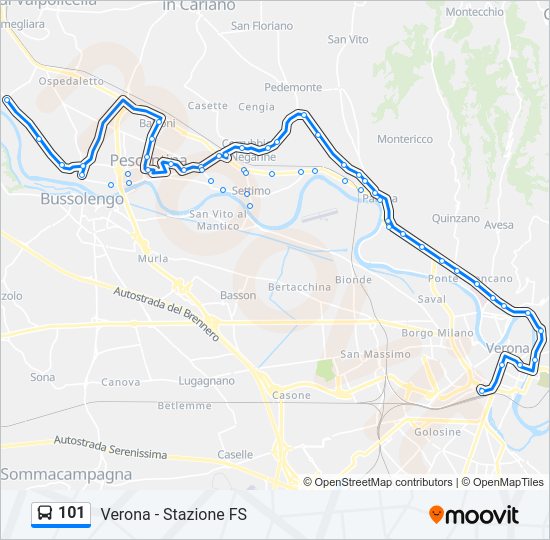 Percorso linea bus 101