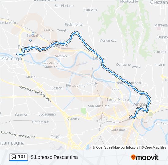 Percorso linea bus 101