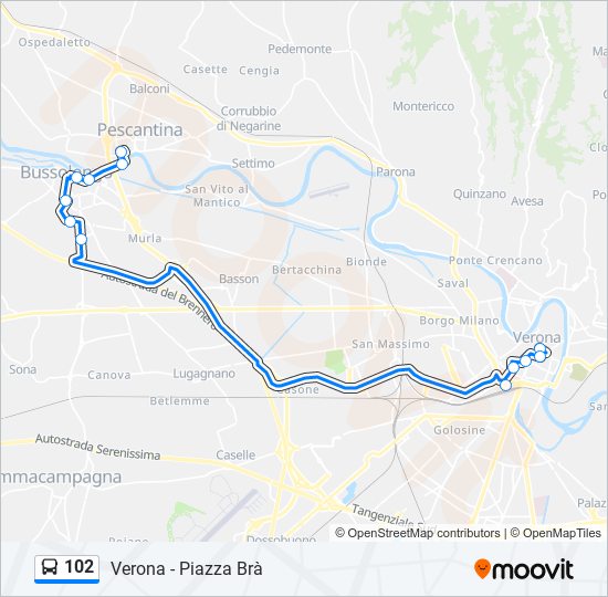 102 bus Line Map