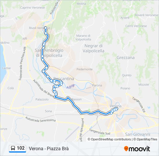 102 bus Line Map