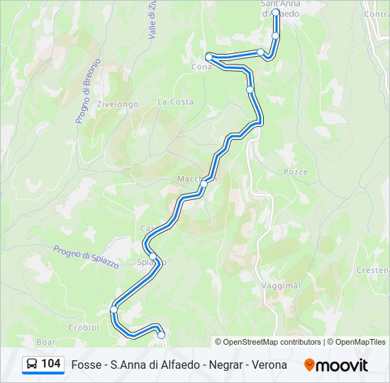 Percorso linea bus 104
