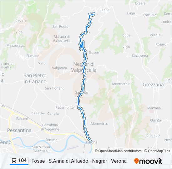 104 bus Line Map