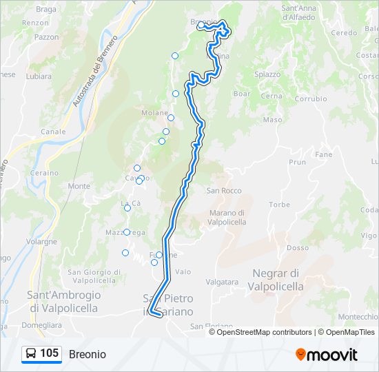 105 bus Line Map