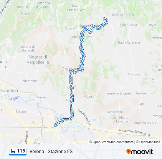 115 bus Line Map