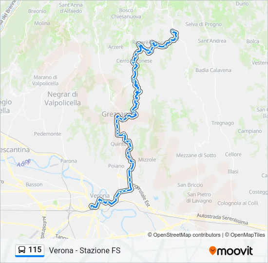 115 Bus Line Map