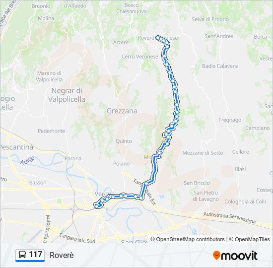 117 bus Line Map