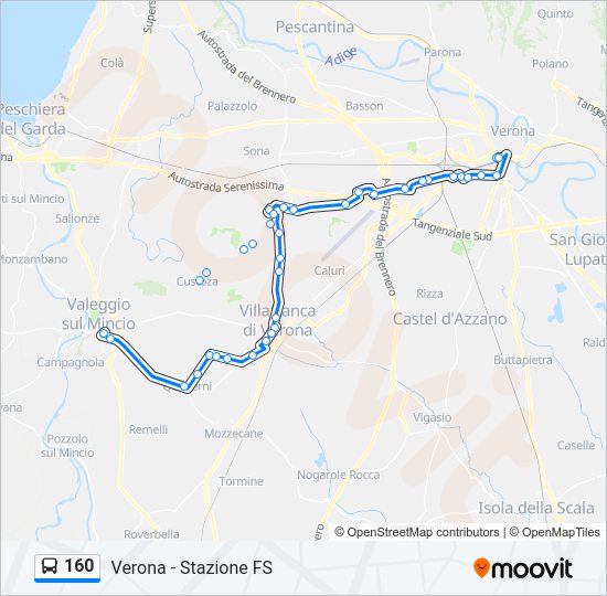 Percorso linea bus 160