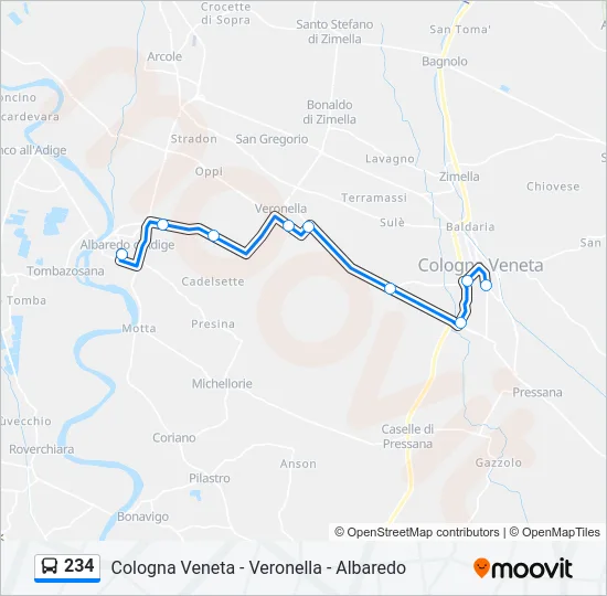 234 Bus Line Map