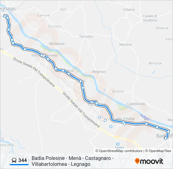 344 Bus Line Map