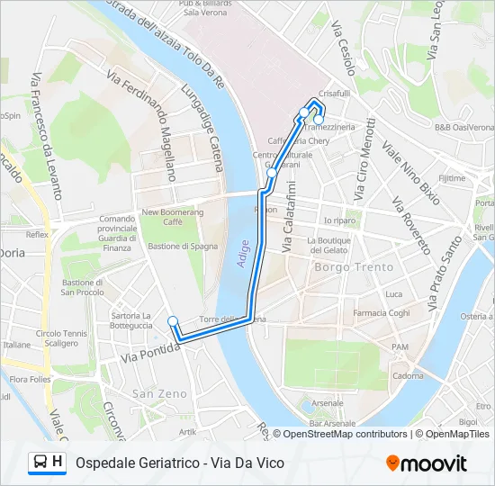 H Bus Line Map