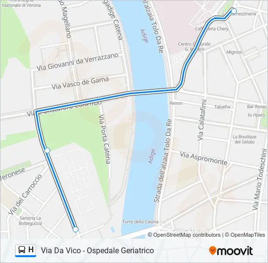 H Bus Line Map