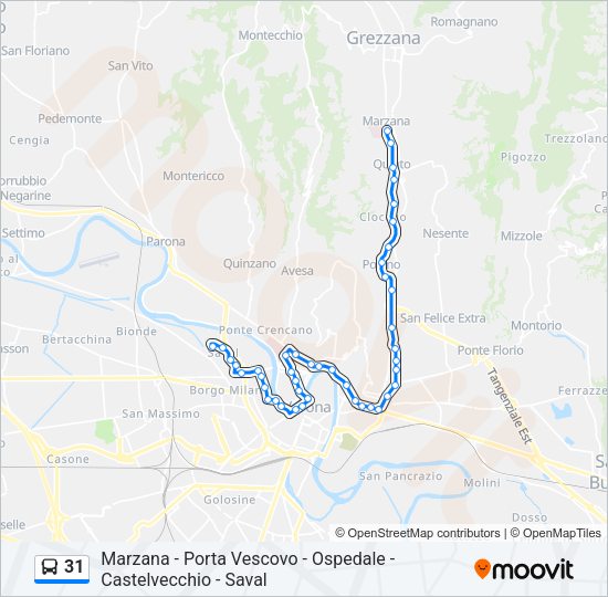 Percorso linea bus 31