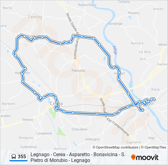 355 bus Line Map