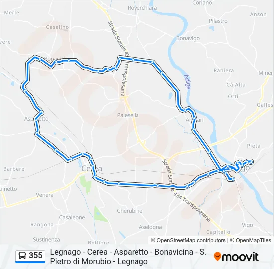 355 Bus Line Map