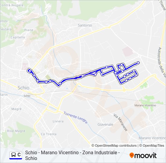 Percorso linea bus C