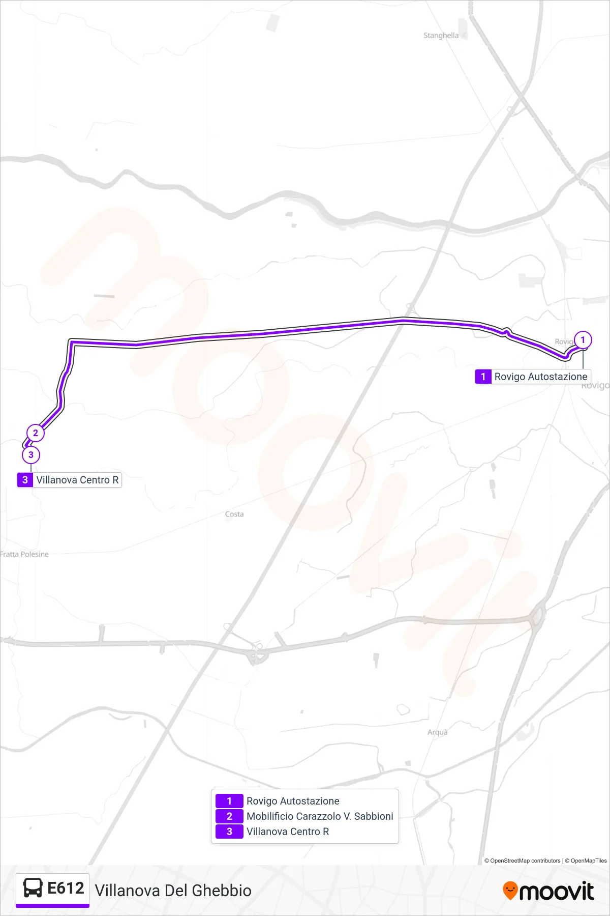 Linea E612  bus (Villanova Del Ghebbio) - Percorsi e fermate sulla mappa