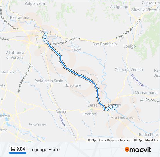 X04 bus Line Map