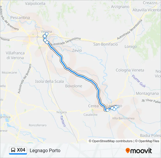 X04 Bus Line Map