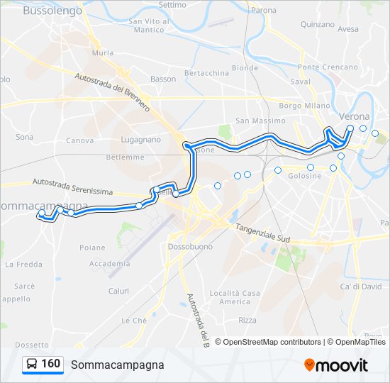 160 bus Line Map