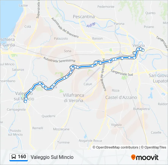 160 Bus Line Map