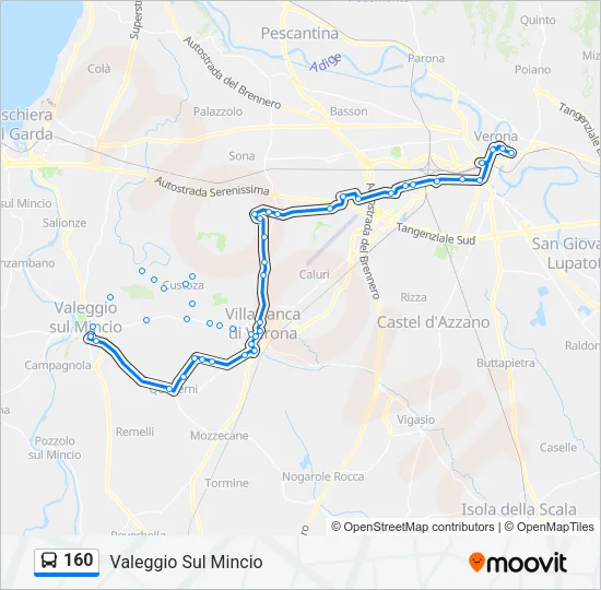 160 Bus Line Map