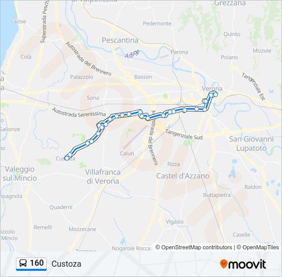Percorso linea bus 160