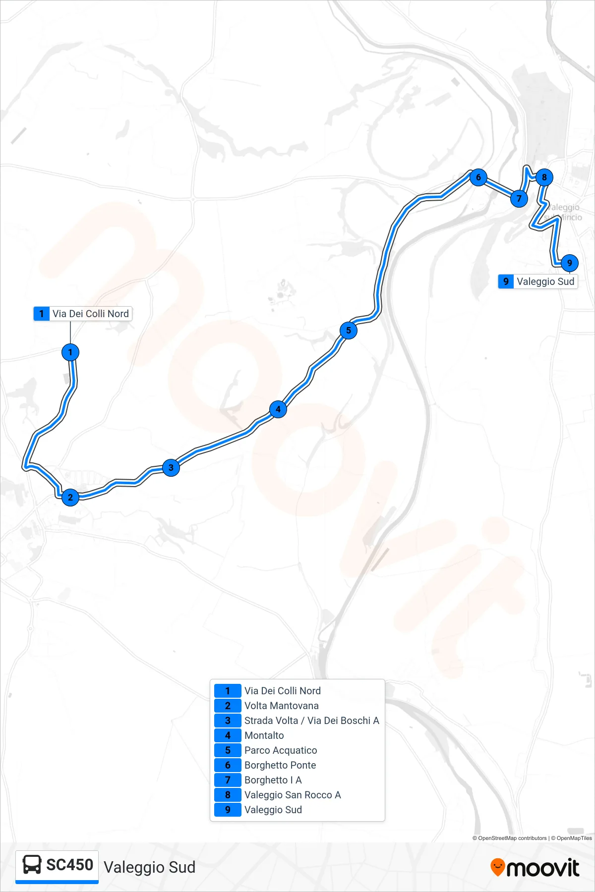 Linea SC450 bus (Valeggio Sud) - Percorsi e fermate sulla mappa