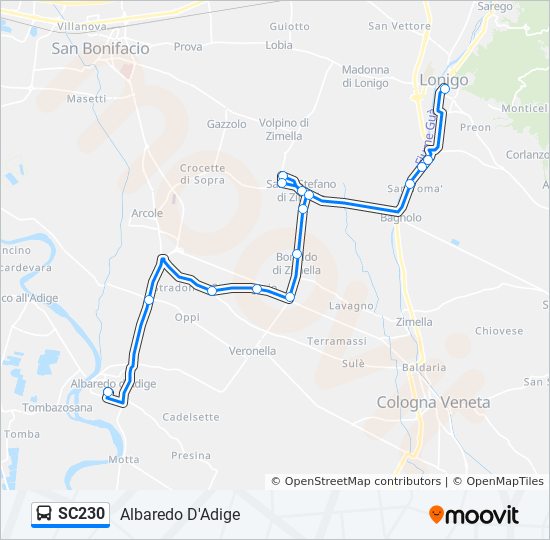 Percorso linea bus SC230