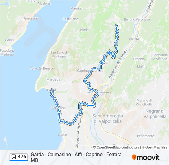 Percorso linea bus 476