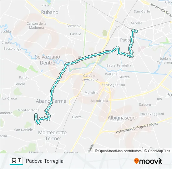 Percorso linea  T