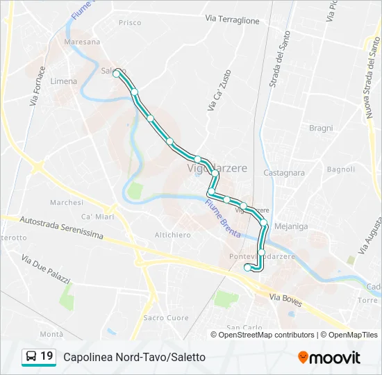 19 Bus Line Map