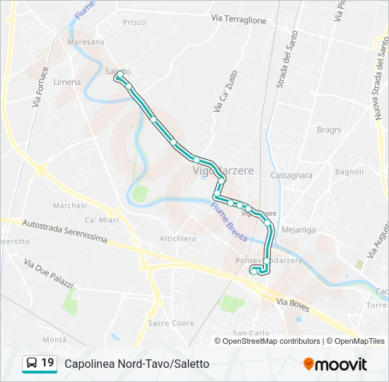 19 Bus Line Map